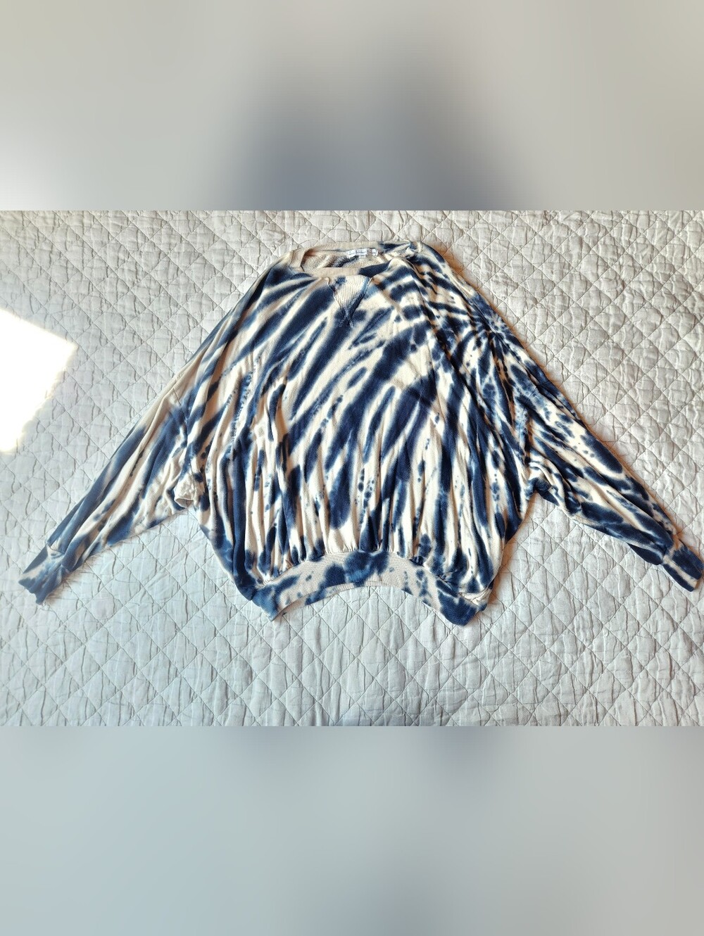 Young Fabulous & Broke Blue and White Tie-Dye Dolman Sweatshirt